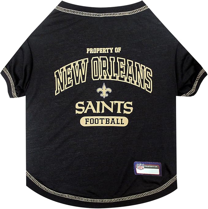 NFL New Orleans Saints Dog T-shirt X-Large. - Licensed Shirt for Pets Team Colored with Team Logos- Premium Stretchable Materials for the comfort of your Dog & Cat