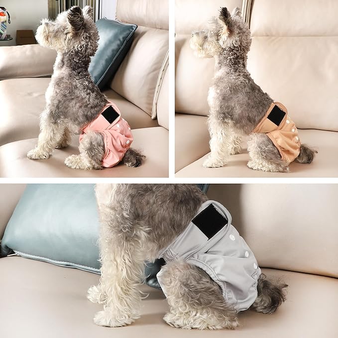 wegreeco Washable Female Dog Diapers Highly Absorbent Reusable Diapers for Dog in Heat Dog Period, 3 Pack (Large