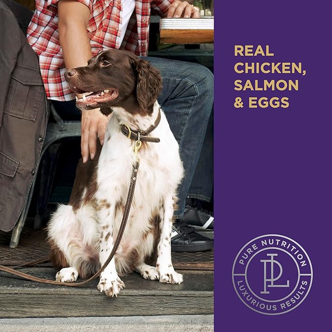 PURELUXE Grain and Gluten Free Dog Food, Stellar Science 91, Chicken, Salmon, and Eggs, for All Life Stages, Made in The USA, 22lbs