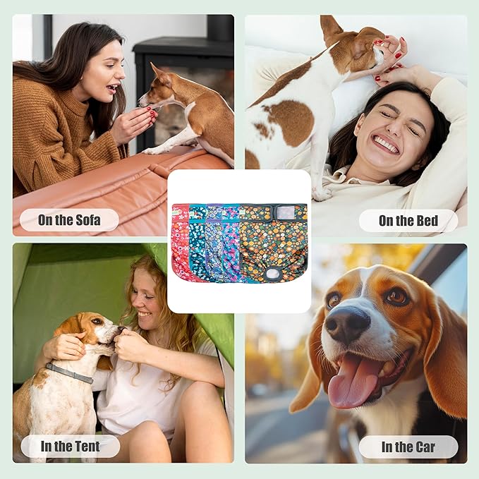wegreeco Female Dog Diapers, Washable Reusable Pet Puppy Doggie Diapers for Small Medium Large Female Dogs in Heat Period, Doggy Period Panties Medium, Small Floral Pattern