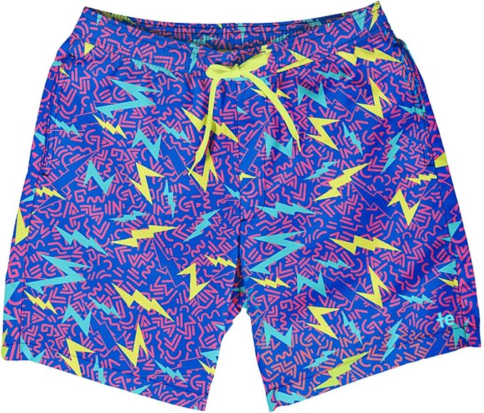 Tipsy Elves Men's Stretch Swim Trunks 7 Inch Inseam 4-Way Stretch with Mesh Liner - Quick-Dry Funny Swimwear Bathing Suit
