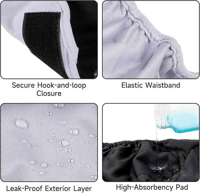 Paw Legend Washable Reusable Female Dog Period Diapers for Heat Doggie Puppy Diapers for Female Dogs (3 Pack, X-Large)