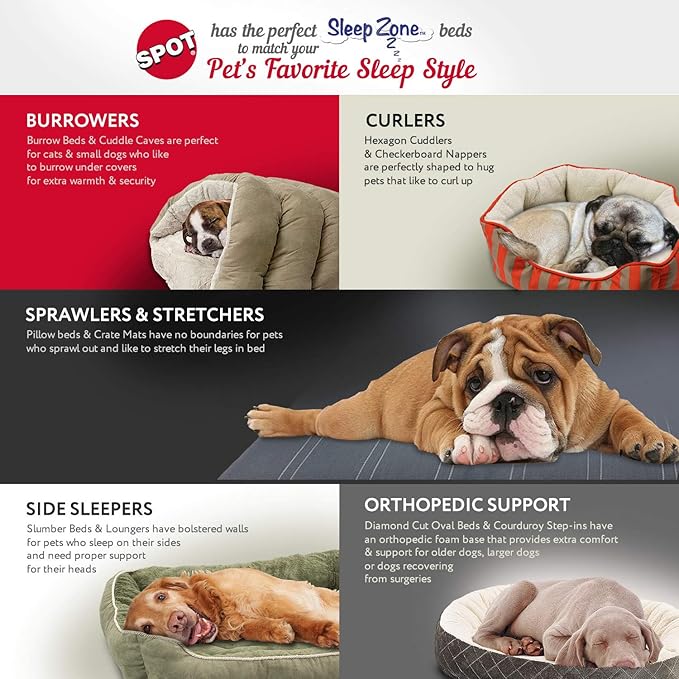 SPOT Sleep Zone Carved Plush, Faux Suede Lounger, Cuddler, Napper Dog Bed - Fabric Bottom - 26X21 Inches/Grey/Attractive, Durable, Comfortable, Washable. by Ethical Pets (32927)