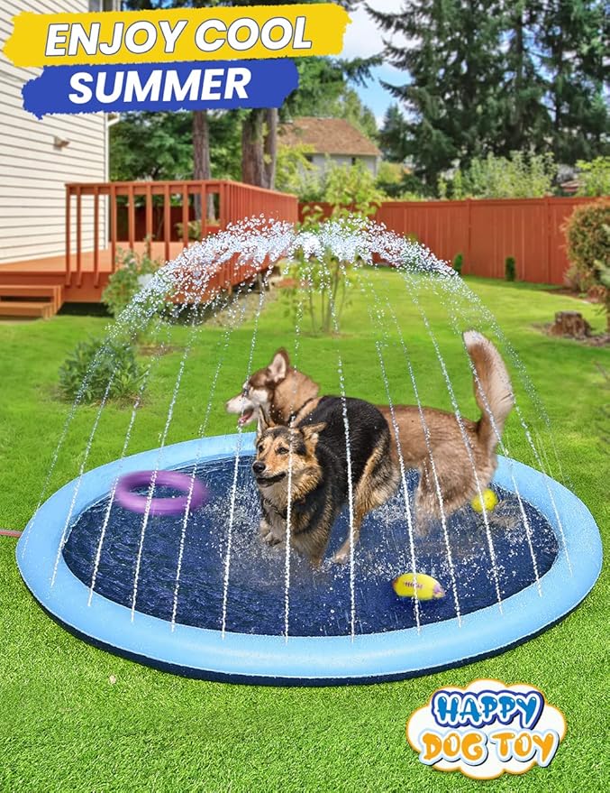 Splash Pad Non-Slip Dogs Cool Sprinkler Pool Extra Large Splash Pads for Kids Dog Baby Wading Pool Summer Outdoor Play Water Fun Toy Gift Easy to Use/Clean 87 inch