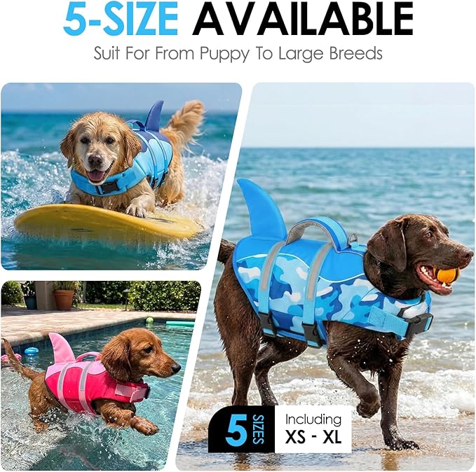 AOFITEE Dog Life Jacket, Dog Life Vest for Swimming, Reflective Puppy Safety Vest with Superior Buoyancy and Rescue Handle, Adjustable Dogs Swimsuit Float Coat for Small Dogs, Blue Camo XS