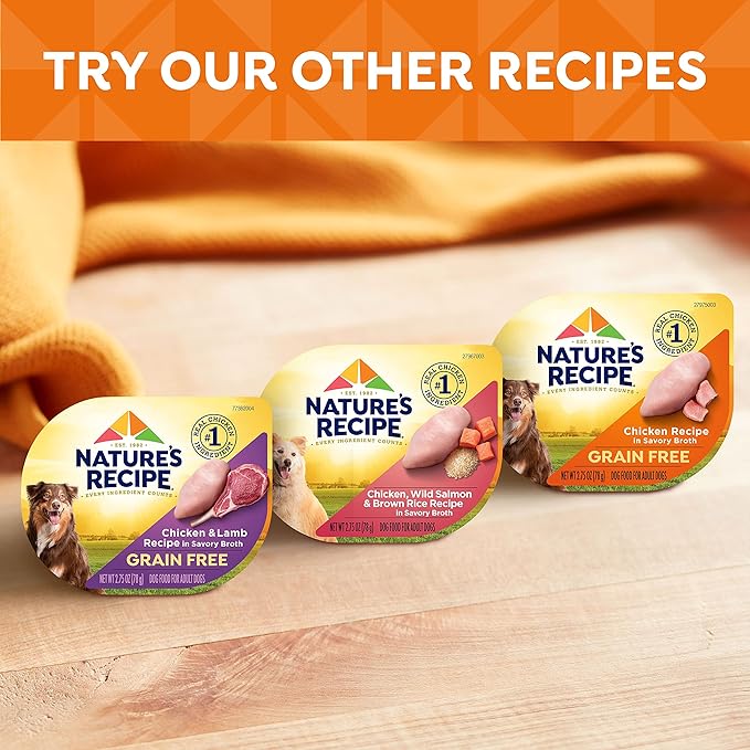Nature's Recipe Grain Free Wet Dog Food, Variety Pack, 2.75 Ounce Cup (Pack of 12)