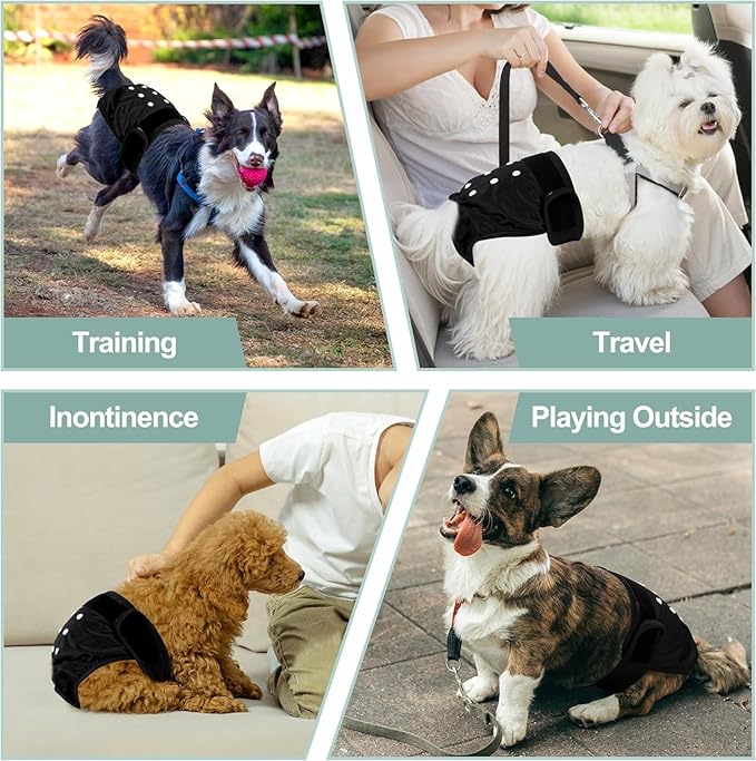 Leekalos Reusable Washable Dog Diapers Female (3 Pack) - Highly Absorbent Doggie Diapers - Size Adjustable Puppy Diapers for Dog Period Panties (XX-Largr)