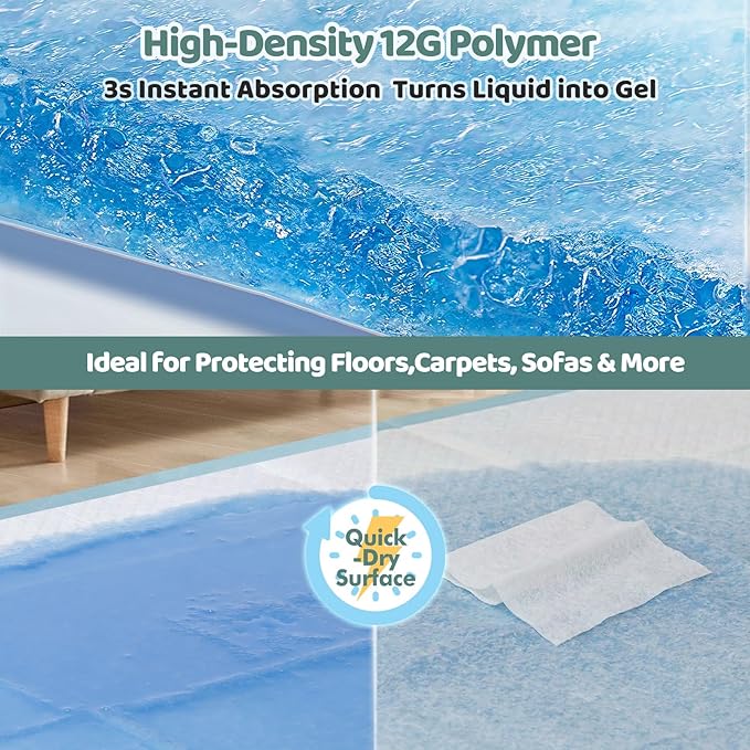 Gimars XL 6-Layer Ultra Absorbent 1200ml 48-Hour Leak-Proof Dog Pee Pads, Quick Dry Extra Large Puppy Pads for Puppy Training, Senior & Incontinent Dogs, Cats, Overnight Use, 28"x34", 50 Count