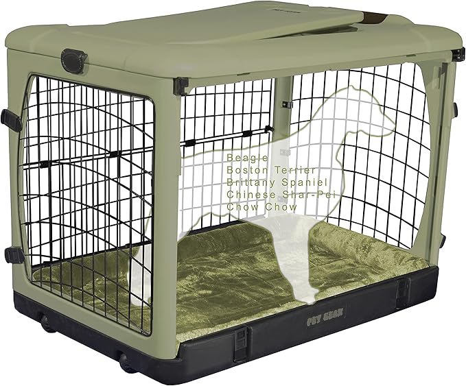 Pet Gear “The Other Door” 4 Door Steel Crate for Dogs/Cats with Garage-Style Door, Includes Plush Bed + Travel Bag, No Tools Required, 3 Models, 3 Colors