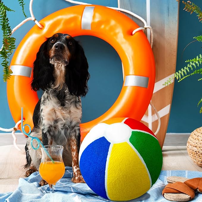 Shappy 1 Pcs Dog Water Toys Giant Pet 9.5 Beach Ball Pool Toys Beach Materials Dog Ball with Air Pump Large Pet Toy Funny Outdoor Sports for Small Medium Puppy Birthday Gift Summer Swimming Pool
