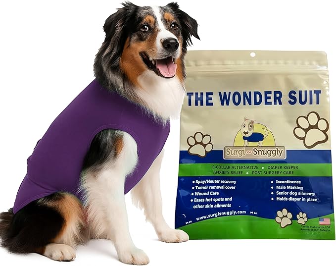 SurgiSnuggly Disposable Dog Diapers Female or Male Dogs, Great Cover for Female Dog Diapers for Heat Cycle and Better Than Dog Suspenders- Wrap Around Legs for Superior Fit S Plum