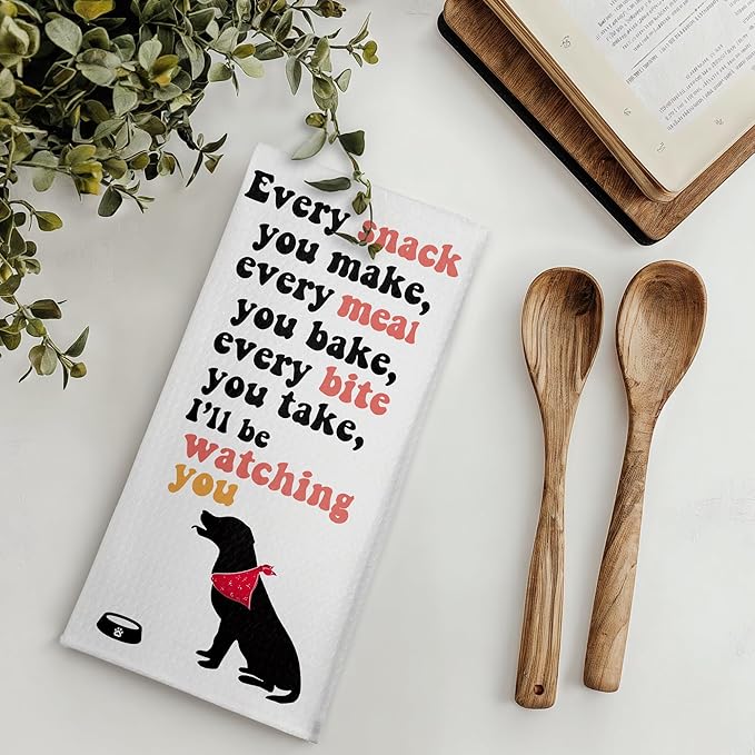Funny Labrador Retriever Dog Tea Dish Towel, All Food Must Go to The Lab Kitchen Hand Towel for Kitchen Bathroom, Labrador Retriever Dog Mom Gifts for Women, 16x24 Inch