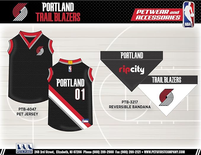 Pets First NBA Portland Trailblazers Dog Jersey, X-Small- Tank Top Basketball Pet Jersey