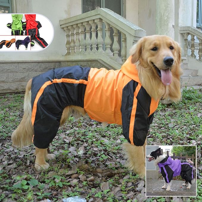 Lovelonglong Welsh Corgi Dog Hooded Raincoat, Dachshund Rain Jacket Poncho Waterproof Clothes with Hood Breathable 4 Feet Four Legs Rain Coats for Corgis Dachshund Purple D-S