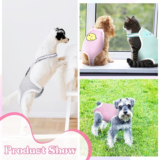 Nuanchu 3 Pcs Female Dog Diaper Sanitary Panties with Adjustable Suspender, Washable Reusable Doggie Diapers for Small Medium Large Dog in Heat Period Menstrual Pet Cats Ducks(Animal Pattern,M)