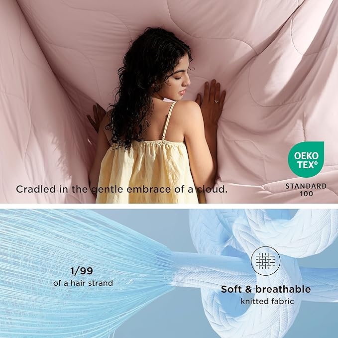 Bedsure Cooling Blankets for Hot Sleepers - Cooling Comforter, Cold Summer Blanket King Size for Bed, Ice Breathable and Lightweight Gift for Night Sweats, Pink, 104x90 Inches