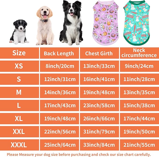 Easter Dog Shirts for Small Dog Girl Boy Male Female Cat Doggie Puppy Sleeveless Tank Top Tee Vest T Shirts Outfit Pack 2