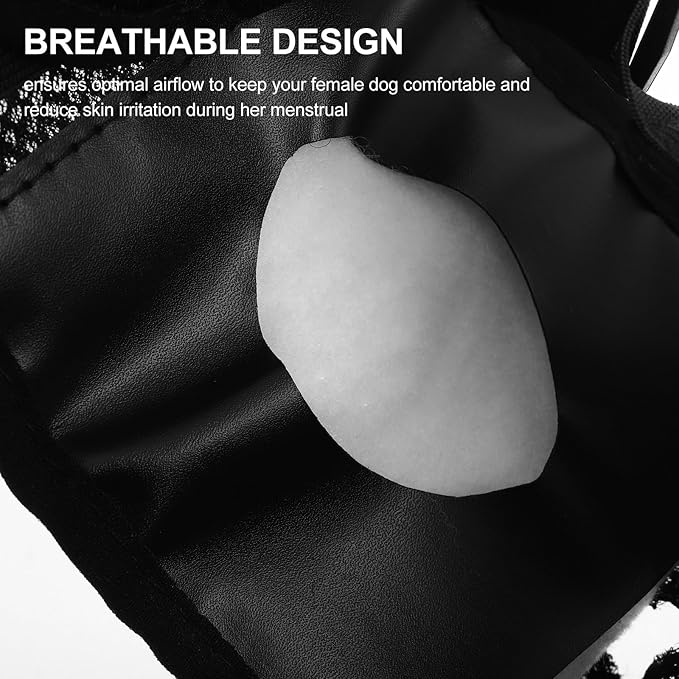 2pcs Female Dog Diapers Washable Breathable Sanitary Pants for Period Menstrual Protection Dog Nappies L Size 40-49cm Black and Navy for Pet Hygiene