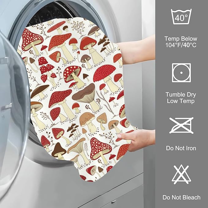 Cartoon Mushrooms Hand Towels for Bathroom Set of 2 Hand Bath Towels Soft Absorbent Decorative Hand Towel for Bathroom Kitchen Yoga Home Decor 14 x 28 in