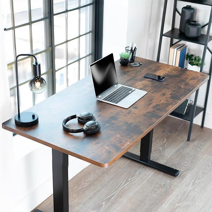 VIVO Universal 55 x 28 inch Solid One-Piece Table Top for Standard and Sit to Stand Height Adjustable Home and Office Desk Frames, Rustic Vintage Brown, DESK-TOP55-28N