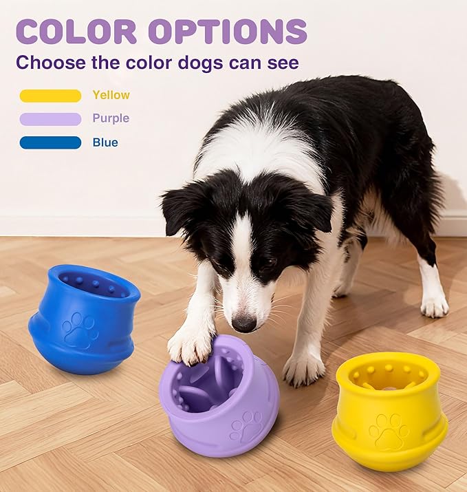 Dog Enrichment Toys to Keep Them Busy, Treat Dispensing Dog Toy, Slow Feeder-Swinging Stuffable & Anxiety Relief & Nature Rubber & Gentle to teeth, Indestructible Dog Toys - Dishwasher Safe, Purple, M