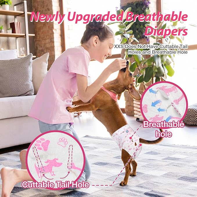 Dono Disposable Pet Diapers for Female Dogs Super Absorbent and Soft Heating and Pee Liners M, Including 14 Puppy Diapers for Dogs and Cats