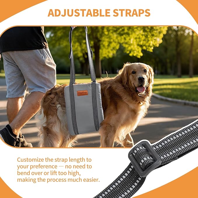 Dog Lift Harness for Large Dogs, Adjustable Comfortable Dog Sling with Handle, Knee & Rear Leg Support for Torn ACL Rehabilitation, Weak Rear Legs, Helps Senior, Disabled Canines(Grey,M)