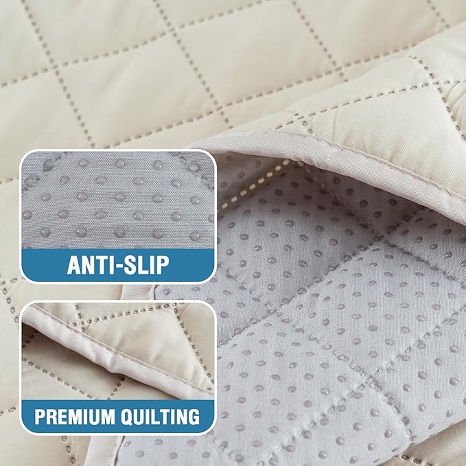 H.VERSAILTEX Summer Cooling Mat & Sleeping Pad, Breathable Cooling Mat for Dogs with Non-Slip Design, Cooling Dog Couch Cover Ice Silk Fiber, Couch Cover for Dogs Washable(32" x 74", Beige)