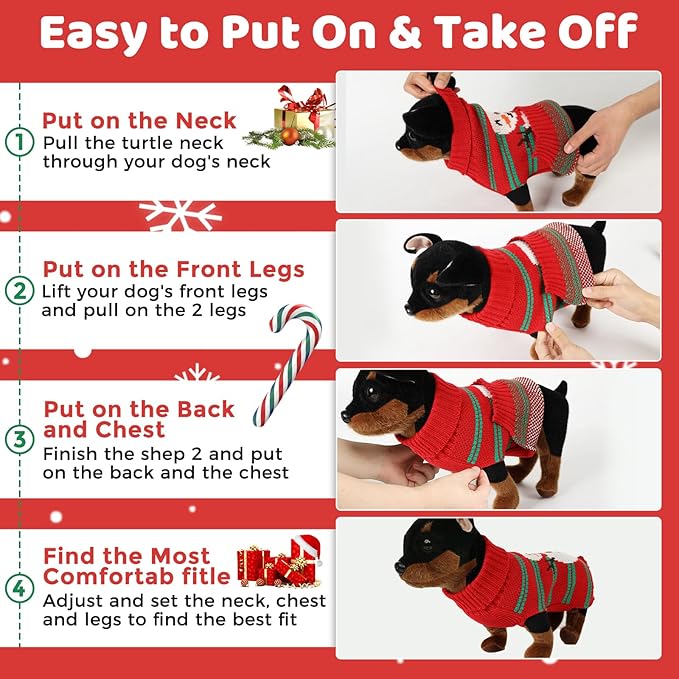 Christmas Dog Sweaters for Small Medium Large Dogs and Cats,Pet Soft Warm Holiday Outfit Girl & Boy,Pup Winter Clothes Turtleneck Double Knitting Collar for Outdoors Playing (Snowman,Medium)