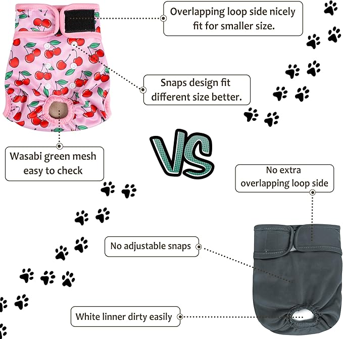 Female Dog Diapers - Premium Reusable Diapers for Dogs in Heat - Highly Absorbent, Leak-free, Adjustable Snaps, Fruits, XL