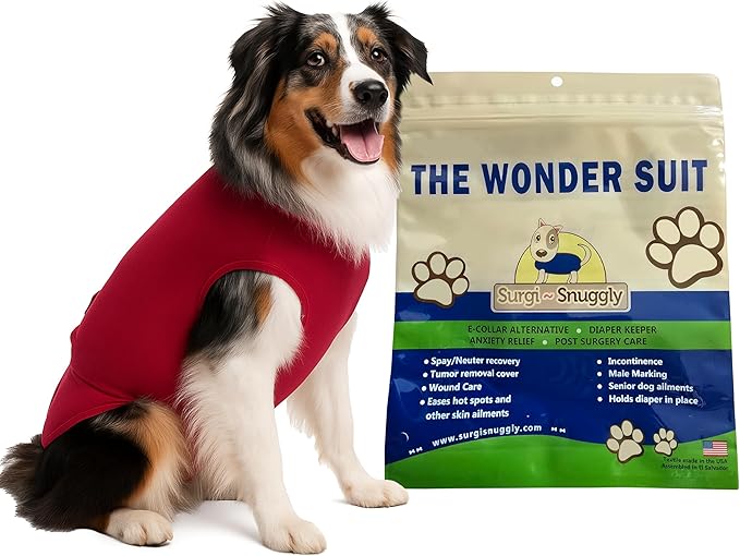 Washable Disposable Dog Diapers Keeper - for Male and Female Dogs - Wrap Around Legs for Superior Fit - Fits (MS - RED)