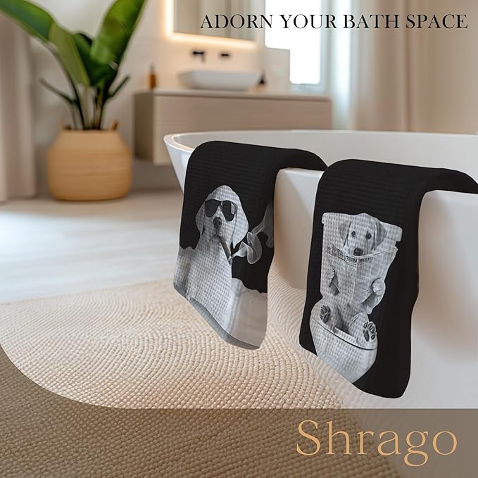 Funny Labrador Retriever Bathroom Hand Towels, Gifts for Labrador Dog Lovers, Dogs Mom Dad Gifts Hand Towels for Bath Room Washroom, Dog Bathroom Decor, 16x24 Inch Set of 2
