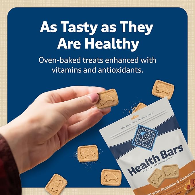 Blue Buffalo Health Bars Crunchy Dog Biscuits,Oven-Baked with Natural Ingredients,Pumpkin & Cinnamon,16-oz Bag,(Pack of 4)