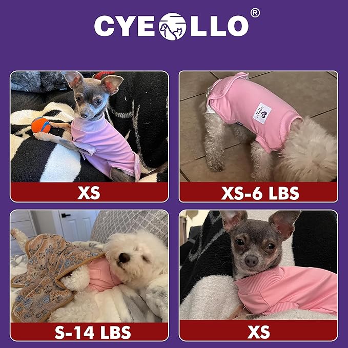 cyeollo Dog Surgery Recovery Suit for Female Male Dogs Cats Soft Breathable Dog Onesie After Spay, Neuter, Anti-Licking Pet Surgical Recovery Snugly Suit Bodysuit, Pink, S