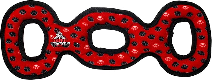 TUFFY - World's Tuffest Soft Dog Toy -Ultimate Ring Yellow & 3 Way Tug Red-Combo Pack-Squeakers-Made Durable, Strong & Tough.Interactive Play(Tug, Toss & Fetch).Machine Washable & Floats