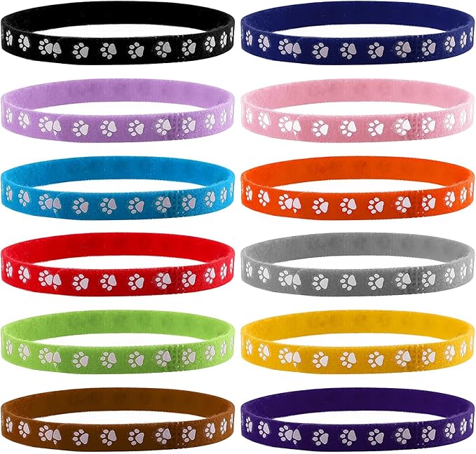 cobee Newborn Puppy Collars, 12 Pcs Whelping Collars for Newborn Puppies Collars for Litter, Adjustable Super Soft Nylon Newborn Dog Identification Bands Puppy ID Collars