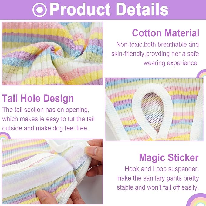 QBLEEV Dog Diapers Female Washable Sanitary Pantie with Adjustable Suspender, Reusable Doggie Diaper Puppy Diapers Male Cute Pet Period Panties for Dogs in Heat, Dog Underwear for French Bulldog XL