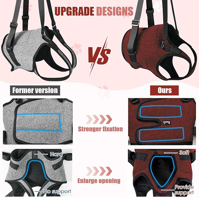 SlowTon Dog Lift Harness - Adjustable Dog Sling for Medium Large Dogs, Hind Leg Support to Help Rehabilitate, Soft Padded Dog Support Harness for Elderly, Injured, Arthritic, Disabled Dogs(R,M)