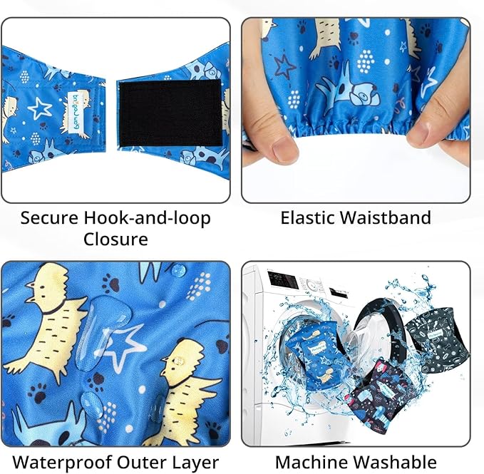 Paw Legend Washable Dogs Diapers Male Dog Belly Bands for Male Dogs Diapers Reusable Puppy & Doggie Diapers Male (3 Pack, Medium)