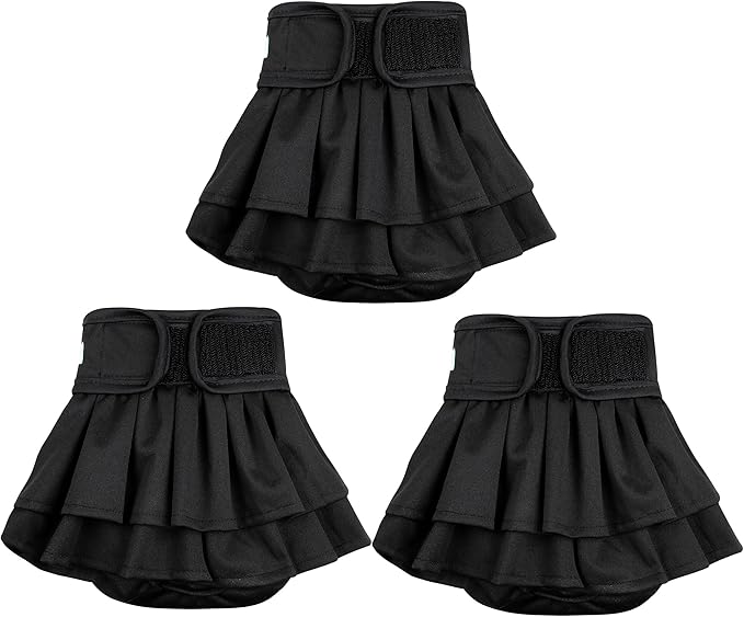 wegreeco Dog Diapers Female (3 Pack), Highly Absorbent Dog Diapers for Female Dogs, Washable in Heat, Incontinence, or Excitable Urination (Black, Small)