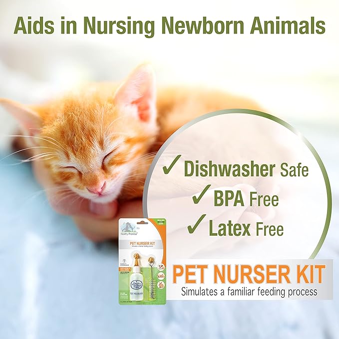 Four Paws Pet Nursing Kit, Feeding Bottle and Brush for Kittens & Puppies, 2 oz.