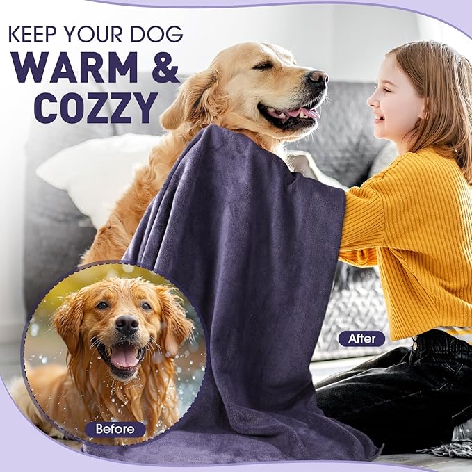 71 x 31.5'' Extra Large Dog Towels for Drying Dogs Large Absorbent Soft Microfiber Pet Grooming Towel Bath Towel, Grey