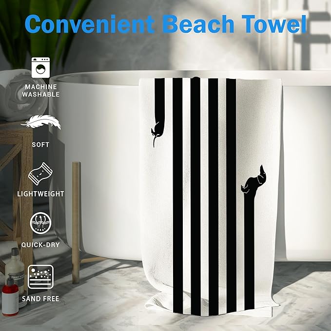 Funny Dachshund Dog Beach Towel Gifts for Dog Lovers Owner, Cute Wiener Microfiber Quick Dry Travel Sand Free Beach Towels Oversized Decor for Bathroom Swimming Pool 30x60 Inch