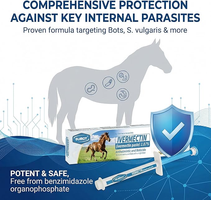 6-Pack Ivermectin Horse Paste 1.87% – Apple Flavored Oral Dewormer for Horses