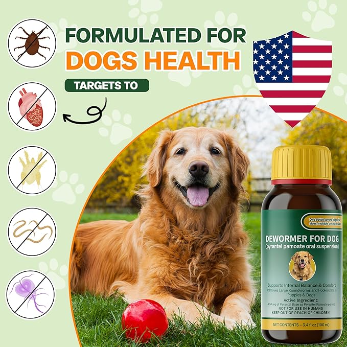Canine Anthelmintic, Pyrantel Pamoate for Dogs, Intestinal Balance & Pet Wellness, 3.4 fl oz (100 mL), NDC