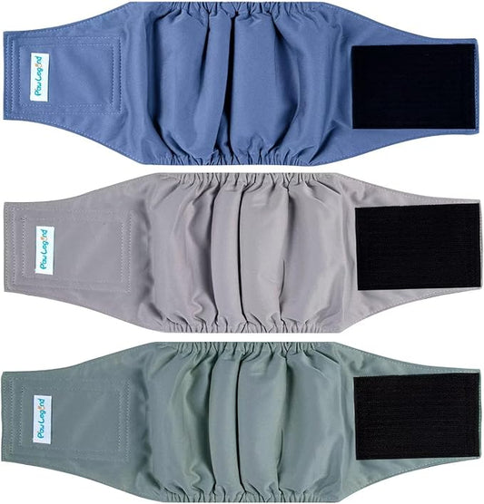 Paw Legend Washable Dogs Diapers Male Dog Belly Bands for Male Dogs Diapers Reusable Puppy & Doggie Diapers Male (3 Pack, X-Large)