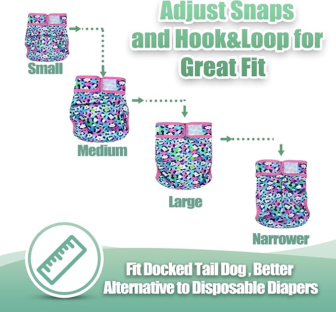wegreeco Frenchie Dog Diapers Female No Tail Hole,Washable Pet French Puppy Bulldog Diapers Female for Period Heat,Reusable Doggy Doggie Dog Diapers （Cow Pattern Large）