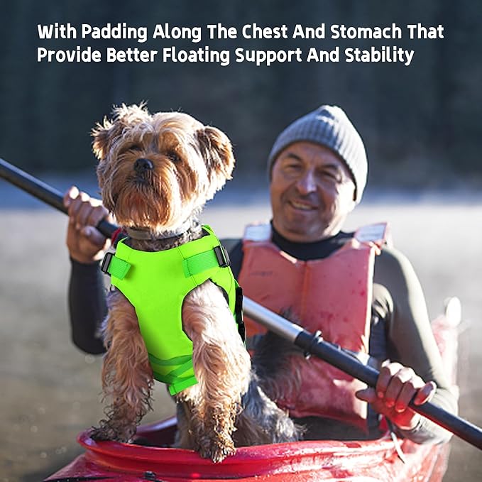 Dogcheer Dog Life Jacket with Double Rescue Handle, Reflective Dog Harness Life Vest for Swimming Boating, Adjustable Pet Swim Vest Dog Flotation Device DFD for Small Medium Large Dogs - Green L