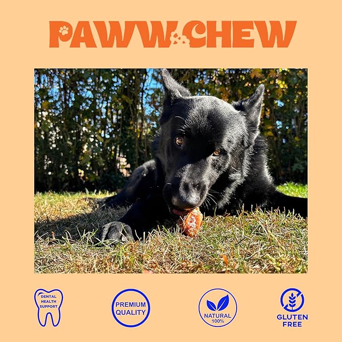 Paww Chew Knee Caps for Dogs, 100% Natural, Single Ingredient (12 Pack) Made and Sourced in the USA, High Protein, Grass-Fed Beef Knee Caps & Knuckle Bones, Long Lasting Cow Knee Caps, Meaty Dog Bones