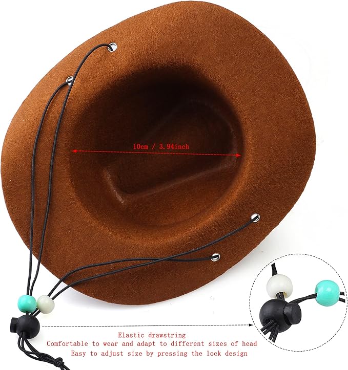 Yewong Pet Cowboy Costume Accessories - Dog Cat Pet Size Cowboy Hat and Bandana Scarf West Accessories for Puppy Kitten Party Festival and Daily Wearing Set of (Coffee Hat+Black Bib)